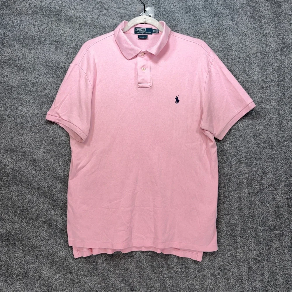 Polo Ralph Lauren Polo Shirt Mens Medium Pink Pony Custom Fit Classic Preppy